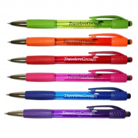 Custom Engraved Mardi Gras Grip Pen w/Blue Ink