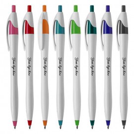 Slim Retractable Plastic Pen w/ Colored Trim Custom Imprinted