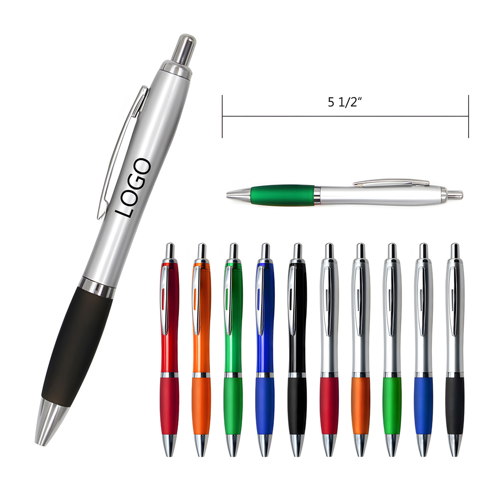 Custom Imprinted Custom ABS Plastic Plunger Action Ballpoint Pen w/Rubber Grip & Pocket Clip Custom Imprinted Custom ABS Plastic Plunger Action Ballpoint Pen w/Rubber Grip & Pocket Clip