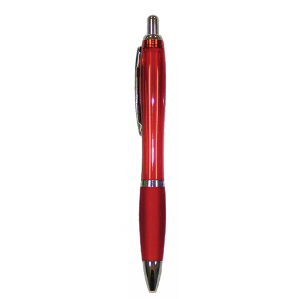 Ball Point Pen, Red/Red Rubber Grip - Pad Printed Custom Imprinted Ball Point Pen, Red/Red Rubber Grip - Pad Printed Custom Imprinted