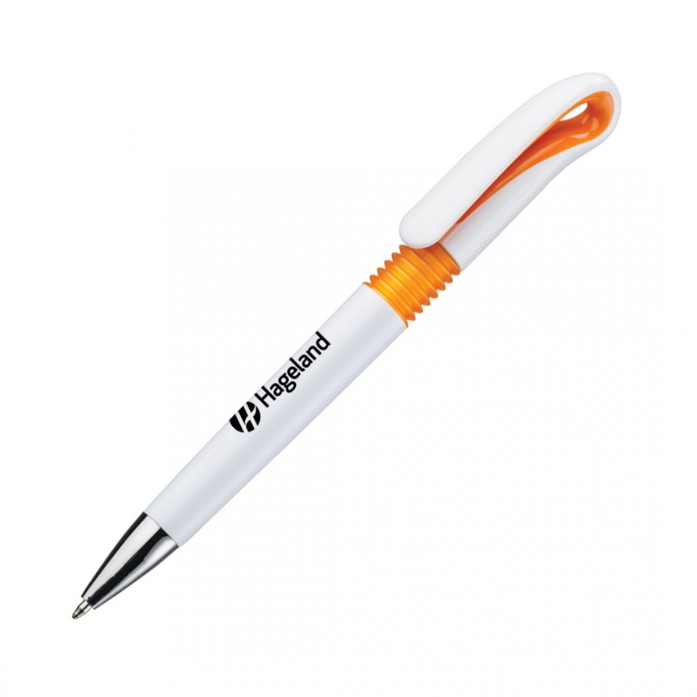 Lido Click-Action Pen - Orange Logo Branded
