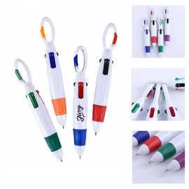 Custom Imprinted 4-in-1 Multicolor Retractable Pen With Carabiner