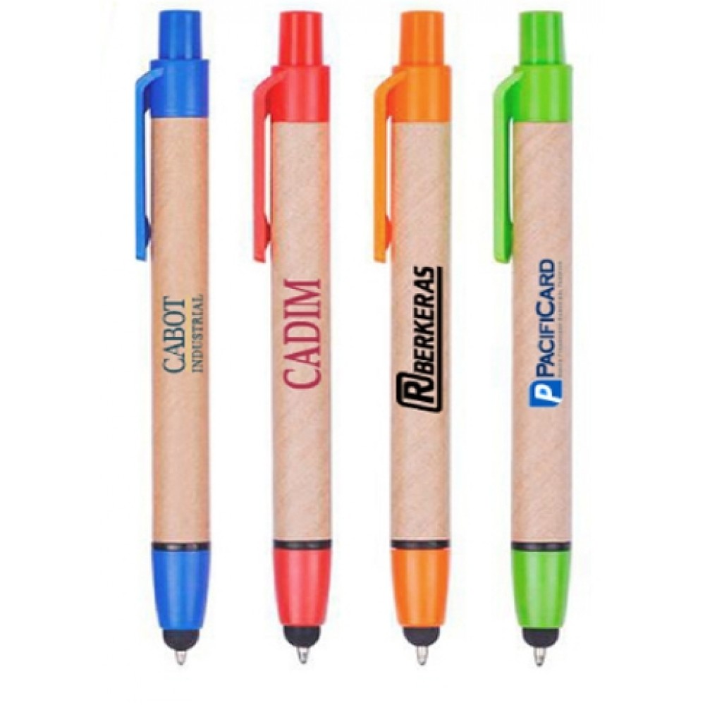 Logo Branded ECO Ballpoint Pen w/Natural Paper Barrel Logo Branded ECO Ballpoint Pen w/Natural Paper Barrel