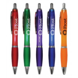 Union Printed - Rio Retractable - Clear Ballopint Pens with 1-Color Print Logo Branded
