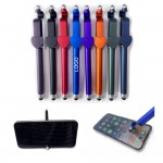 Logo Branded 3-in-1 Custom Plastic Heart-Shape Matte Finish Gel Ink Ballpoint Pen w/Stylus & Phone Stand