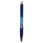 Logo Branded Ball Point Pen, Blue - Blue Rubber Grip - Pad Printed