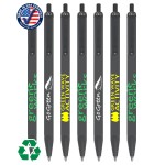 Custom Imprinted Certified USA Made - Recycled All Black - Plastic Click-A-Stick Pens with Pocket Clip