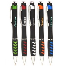 Union Printed - Ebony - Click Ballpoint Pens Designed Rubber Grip - 1-Color Logo Custom Imprinted