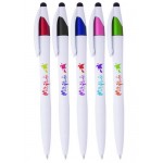 Logo Branded Isla White Twist Barrel Stylus Pens