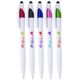 Logo Branded Isla White Twist Barrel Stylus Pens  Logo Branded Isla White Twist Barrel Stylus Pens