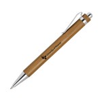 Custom Imprinted Bamboo Wood Pen w/Silver Accents