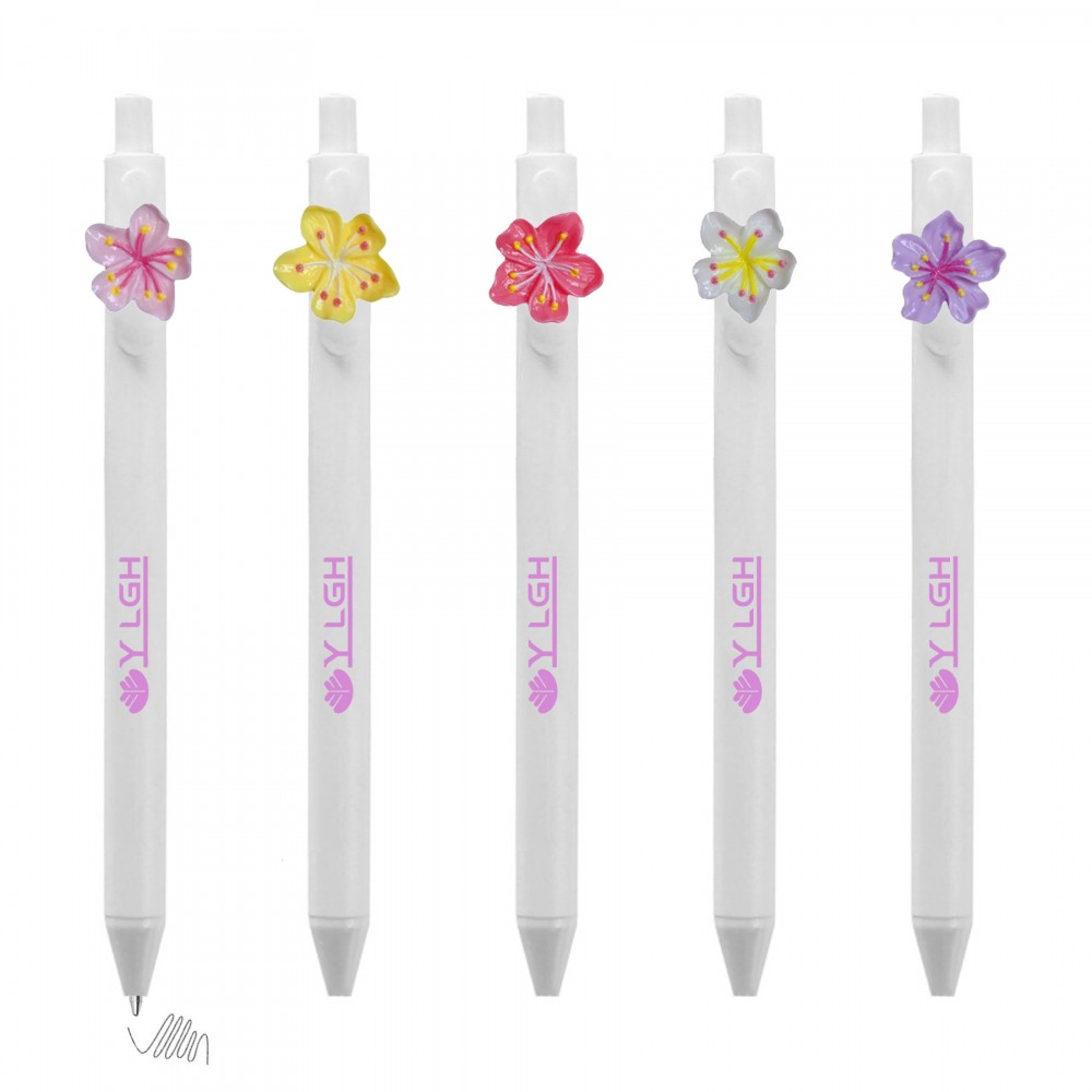 Custom Imprinted Click Pen w/ Cherry Blossom