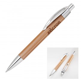 Custom Imprinted Eco-Friendly Sleek Bamboo Ballpoint Pen, Click Action
