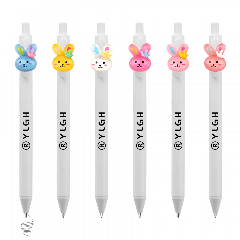 Custom Imprinted Click Activated Pen With Rabbit Head Custom Imprinted Click Activated Pen With Rabbit Head