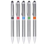 MD II Series Stylus Ball Point Pen- Gunmetal Stylus Pen, green middle ring accent Custom Engraved