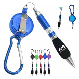 Retractable Badge Holder Carabiner Pen Logo Branded  Retractable Badge Holder Carabiner Pen Logo Branded