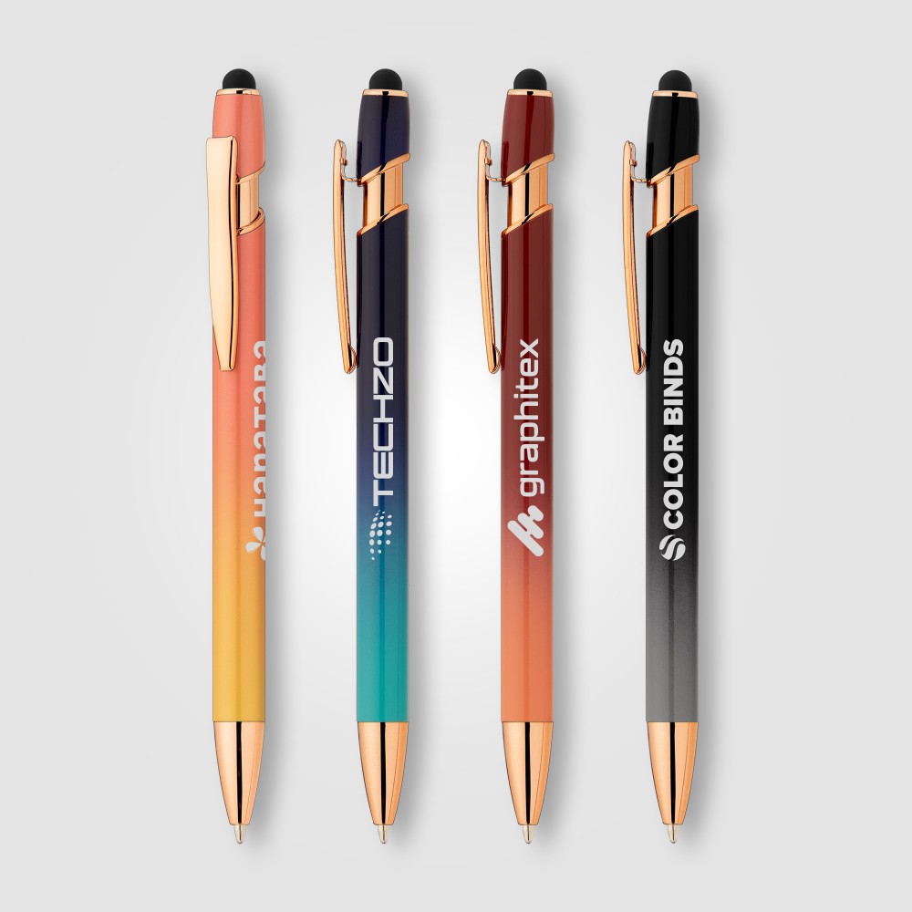 Custom Engraved Ellipse Ombre Rose Gold Stylus Pen - Laser