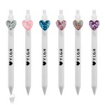 Click Pen w/ Shining Sequin Heart Custom Imprinted