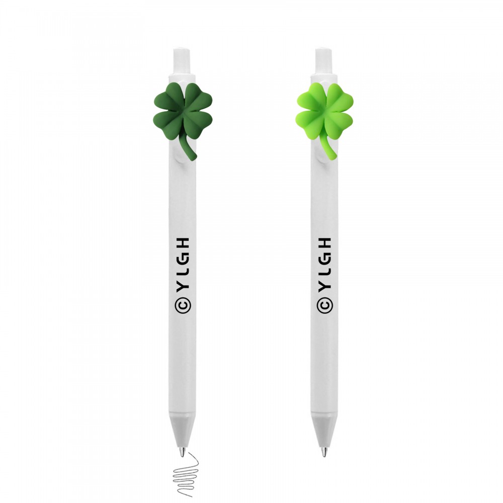 Logo Branded Click Pen w/ Clover Leaf