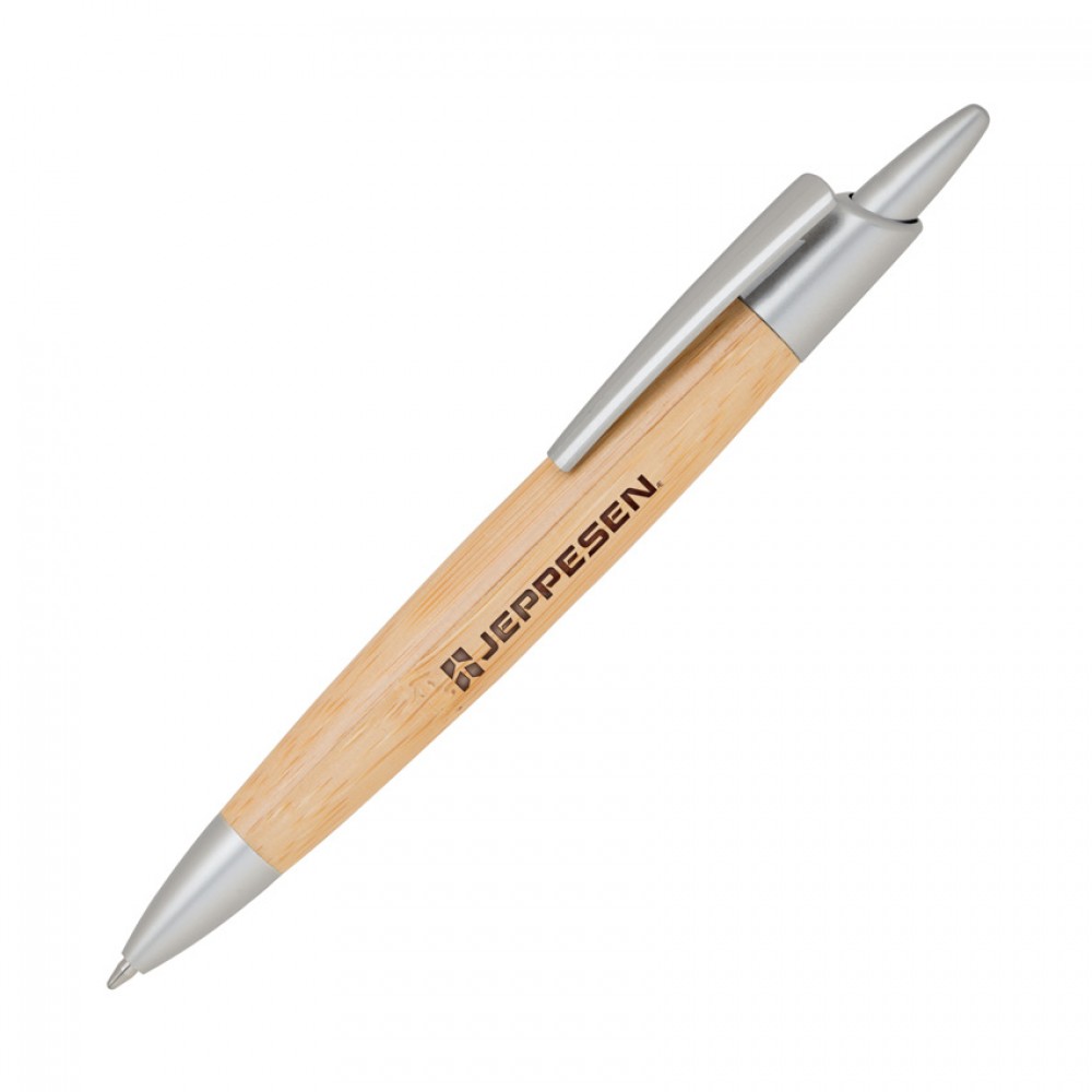Custom Engraved Bamboo-I Satin Chrome Ballpoint Pen