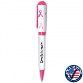 USA Pink Ribbon Designer Jumbo Twist Pen Logo Branded