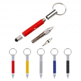 6-in-1 Multifuntion Tools Ballpoint Pen with Key Chain Custom Imprinted