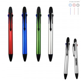 Custom Imprinted 3 Color Ink Metal Pen w/Stylus
