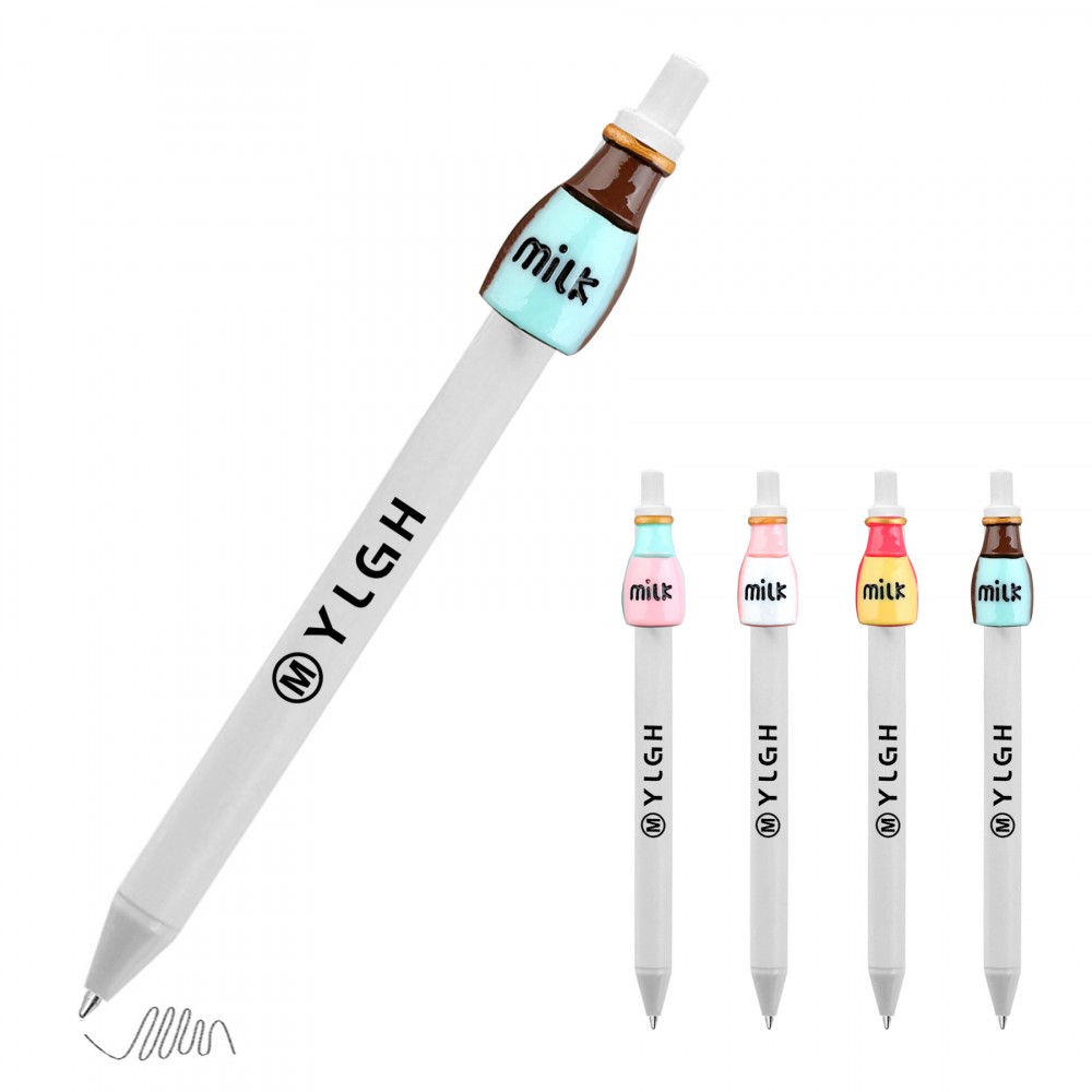 Click Pen w/ Milk Bottle Logo Branded