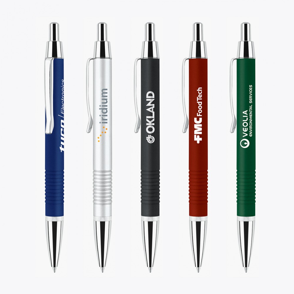Inca-97 Ballpoint Click Action Brass Pen w/Textured Grip Logo Branded Inca-97 Ballpoint Click Action Brass Pen w/Textured Grip Logo Branded