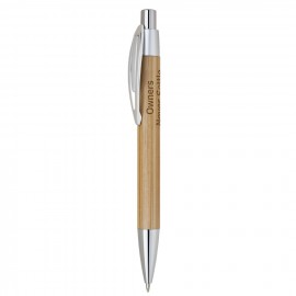 Logo Branded Grain Click-Action Bamboo Pen  Logo Branded Grain Click-Action Bamboo Pen