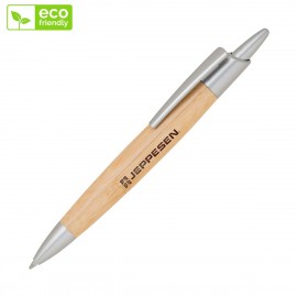 Bamboo-I Satin Chrome Click Action Ballpoint Pen Custom Imprinted