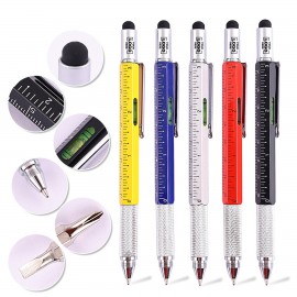 Custom Imprinted Multi-tool Pen 6 in 1 with Level Gauge Ruler