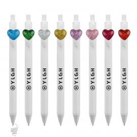 Custom Imprinted Click Pen w/ Glittering Heart