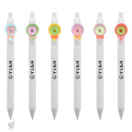Click Pen w/ Cream Doughnut Lollipop Custom Imprinted