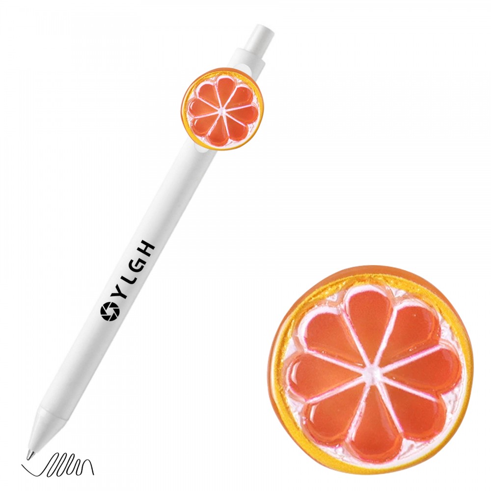 Click Activated Pen with Round Orange Slice Logo Branded