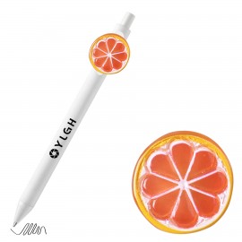 Click Activated Pen with Round Orange Slice Logo Branded