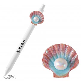 Logo Branded Click Activated Pen with Pearl in Shell