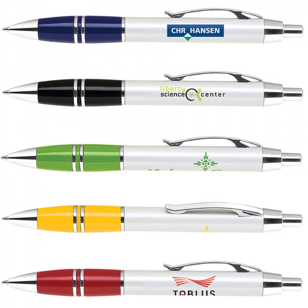 Custom Imprinted Click Action Pen w/ Lacquer Coated Grip & Chrome Accents