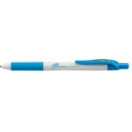 EnerGel-X White Barrel Metal Tip Gel Ink Pen - Sky Blue Custom Imprinted