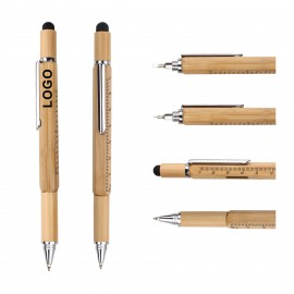 Custom Imprinted 6" 1 Eco-friendly Multi Purpose Bamboo Ballpoint Pens w/Styluses  Custom Imprinted 6" 1 Eco-friendly Multi Purpose Bamboo Ballpoint Pens w/Styluses