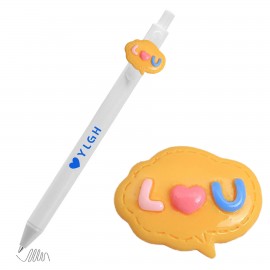 Custom Engraved Click Activated Pen With Heart Message Bubble