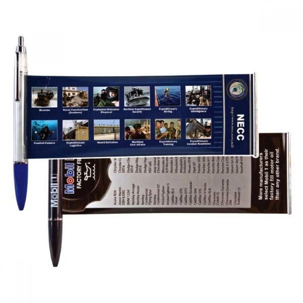 Custom Imprinted Banner Pen W/ Metal Clip & Chrome Plunger (Priority) Custom Imprinted Banner Pen W/ Metal Clip & Chrome Plunger (Priority)