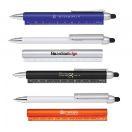Custom Engraved 3 in 1 Plastic Ruler, Stylus Ball Point Pen