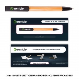 Bamboo 3-in-1 Multifunction Pen with Custom Packaging Logo Branded