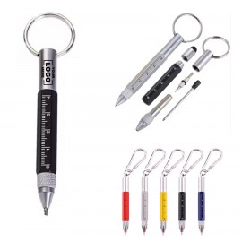 Six-in-one Multifunctional Pen Keychain Incorporating a Pen Custom Imprinted