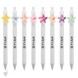 Click Pen w/ Star Fish Flower Custom Engraved