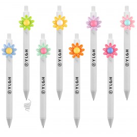 Click Pen w/ Colorful Flowers Custom Imprinted