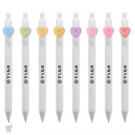 Logo Branded Click Pen w/ Turbo Heart Candy