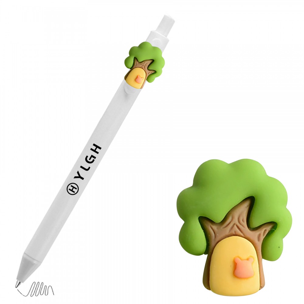 Logo Branded Click Activated Pen With Door House Tree