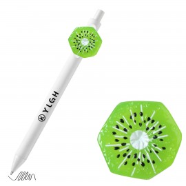 Custom Imprinted Click Activated Pen with Fresh Kiwi Fruit Slice